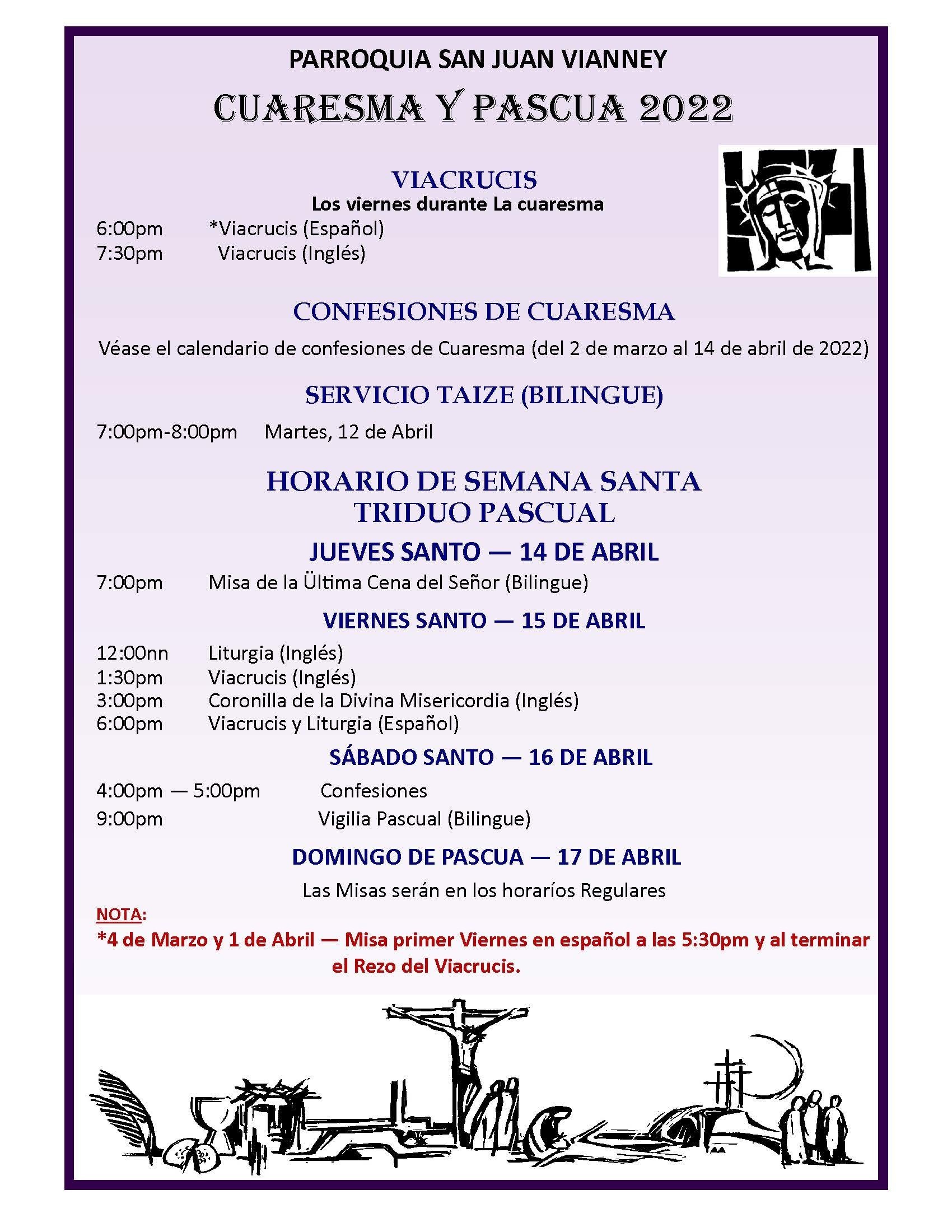 Cuaresmma en la Iglesi de SJV Celebraciones de Cuaresma
