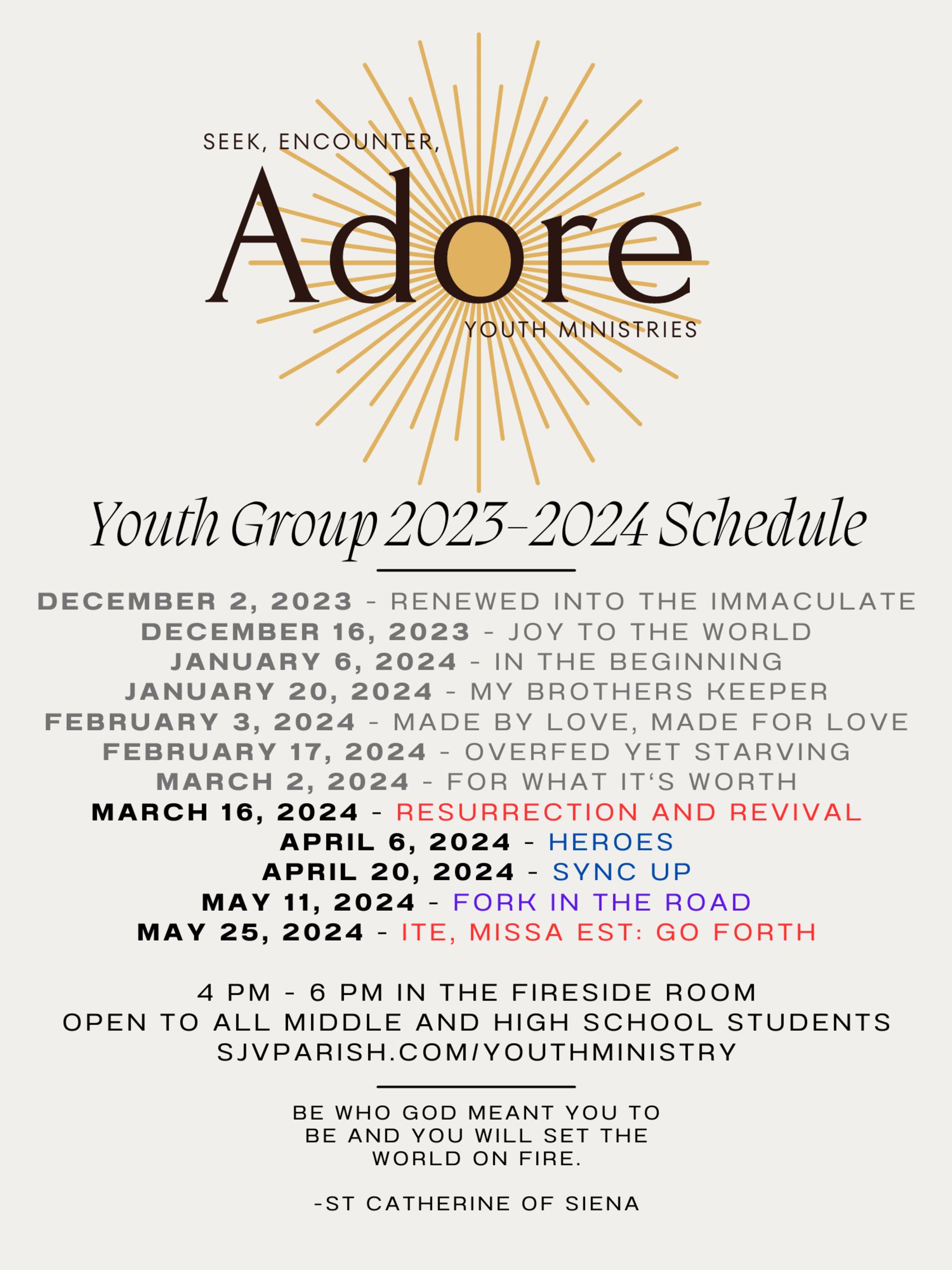 Youth Group Gathering Schedule2